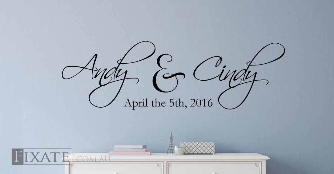 Personalised wedding love wall decal quote with Date