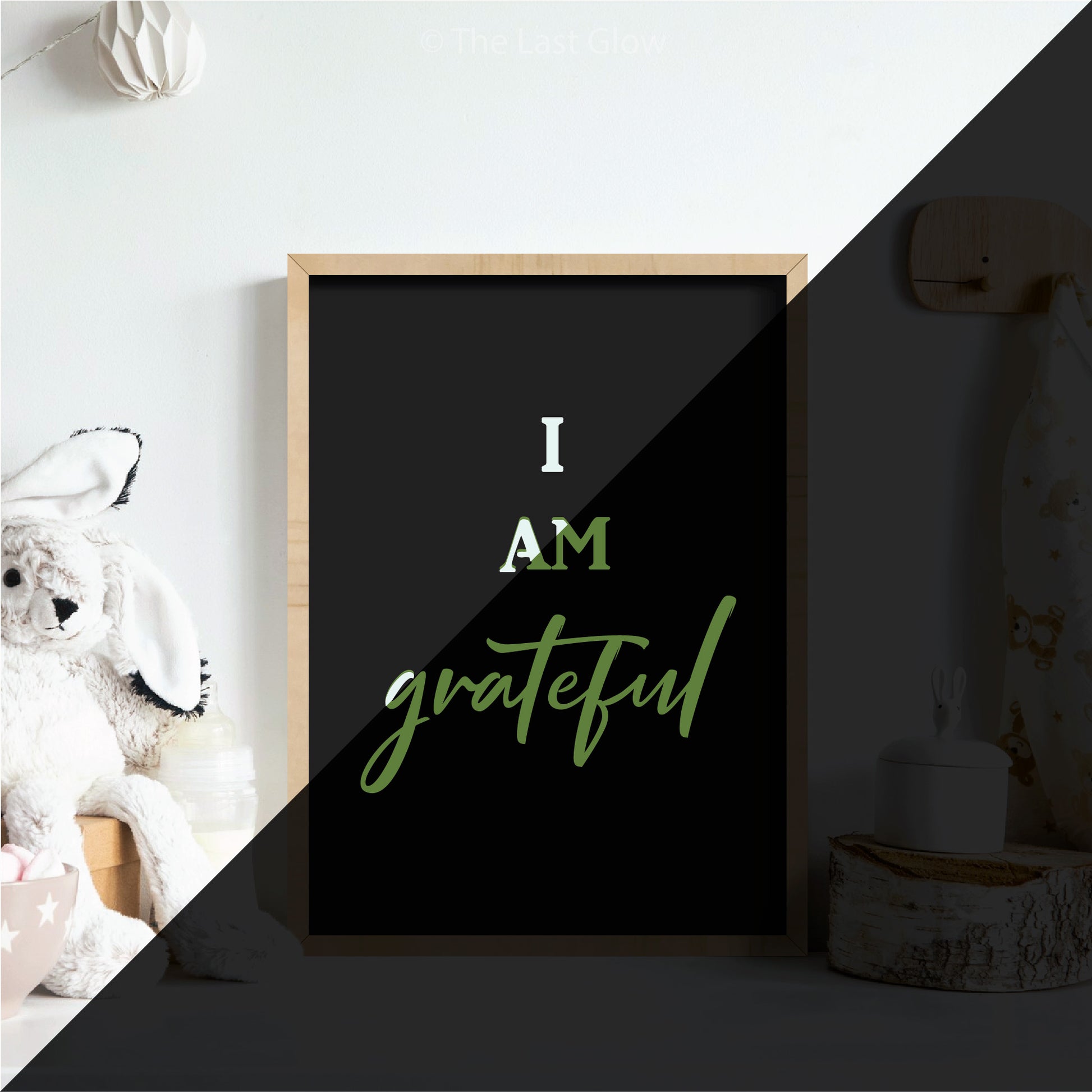 Products Glow In The Dark Gift For Kids Room Positive Affirmation Sign Nursery Decor Quote I Am Grateful Reminder