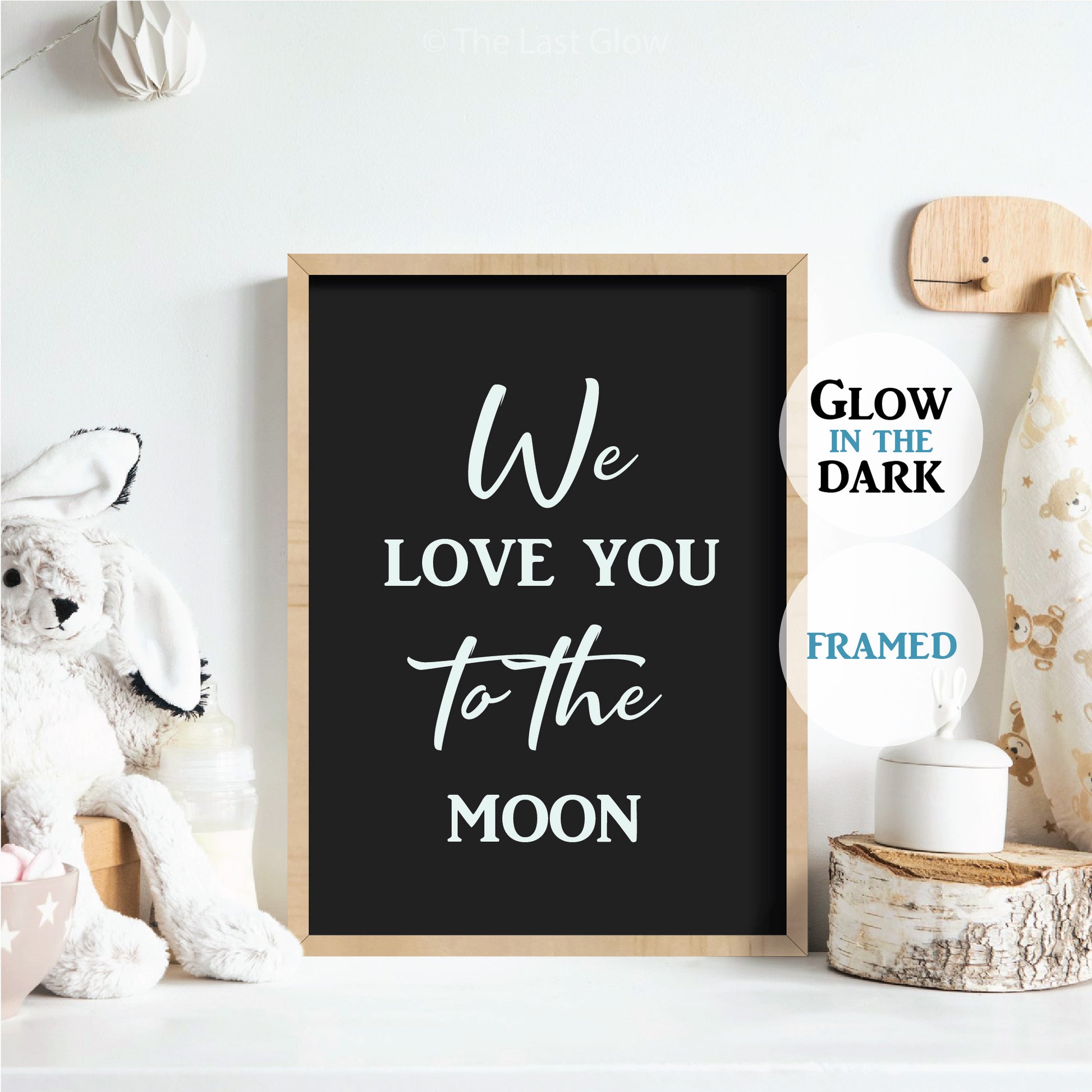 Glow In The Dark Positive Wall Art Quote Gift For Kids Room We Love You To The Moon Affirmation Sign Nursery Decor Baby Shower Gift