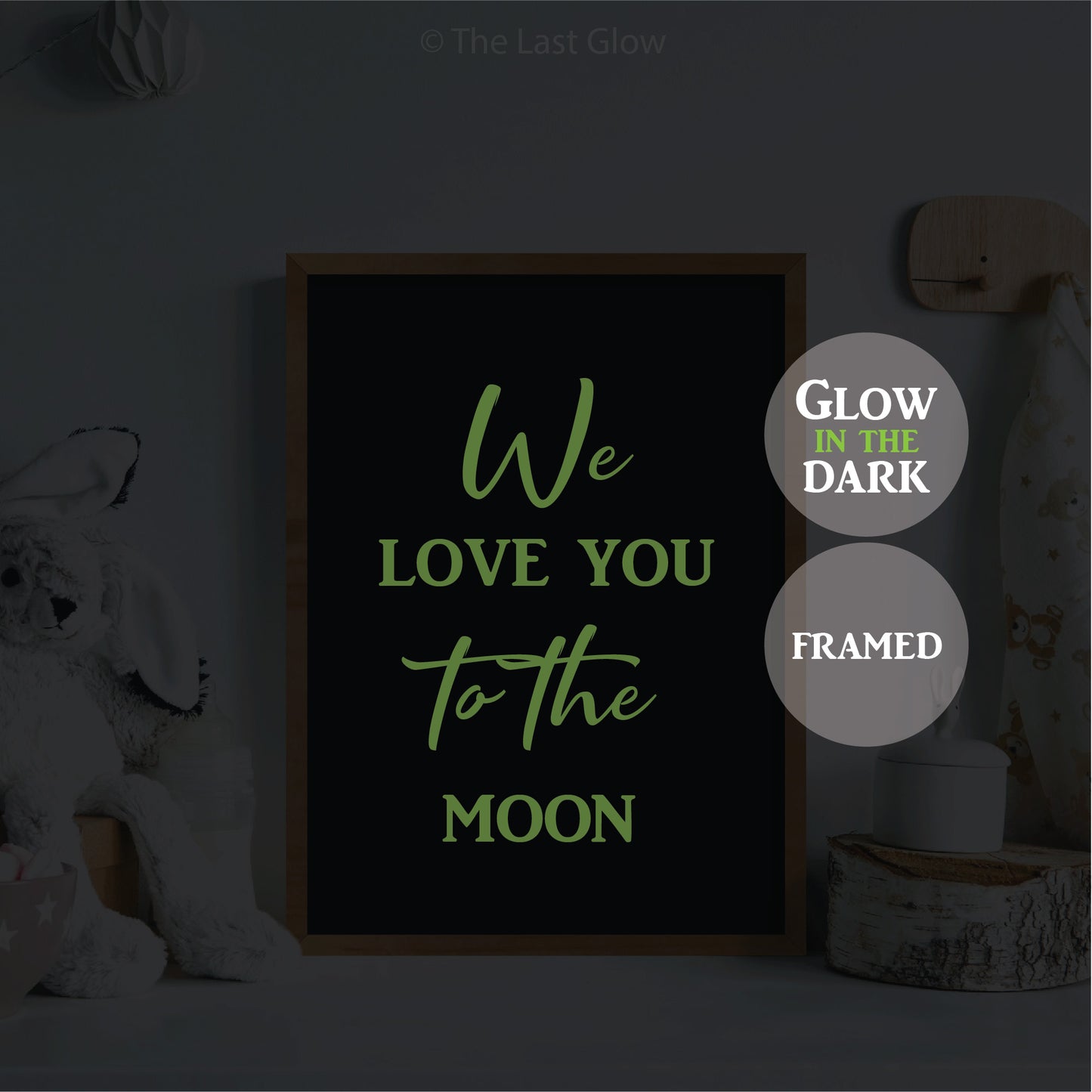 Glow In The Dark Positive Wall Art Quote Gift For Kids Room We Love You To The Moon Affirmation Sign Nursery Decor Baby Shower Gift