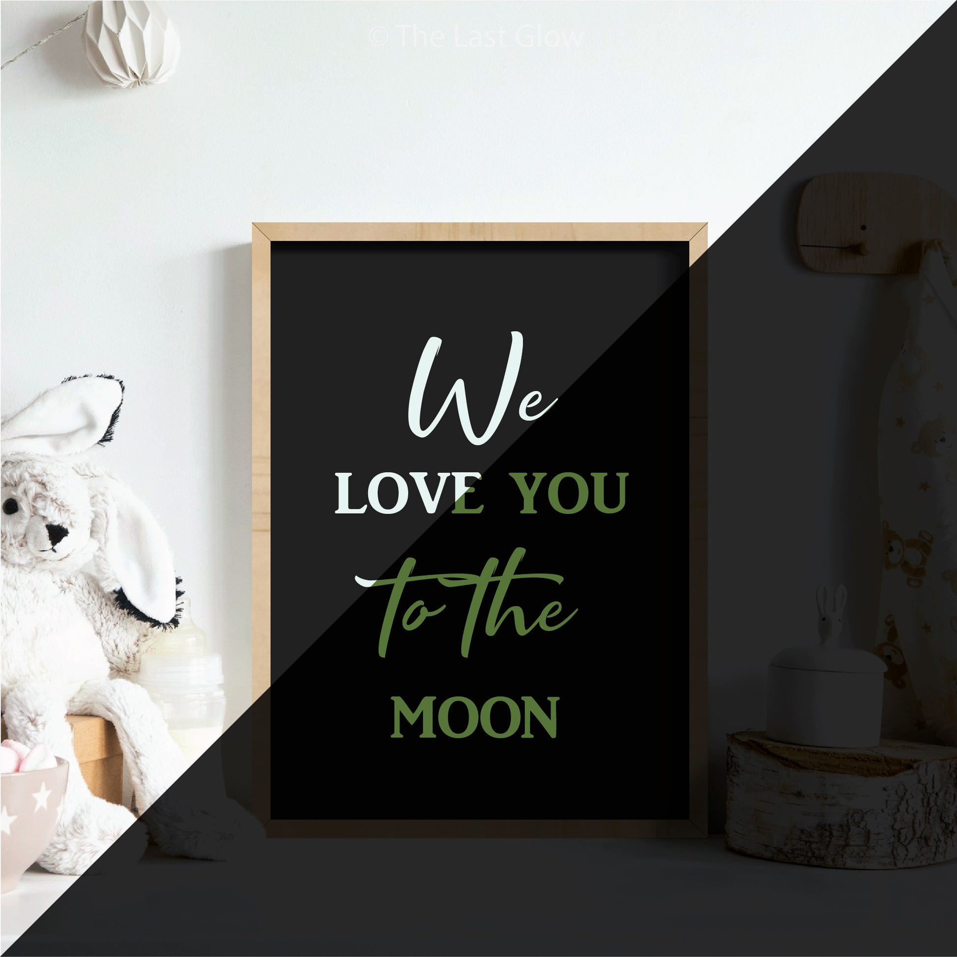 Glow In The Dark Positive Wall Art Quote Gift For Kids Room We Love You To The Moon Affirmation Sign Nursery Decor Baby Shower Gift