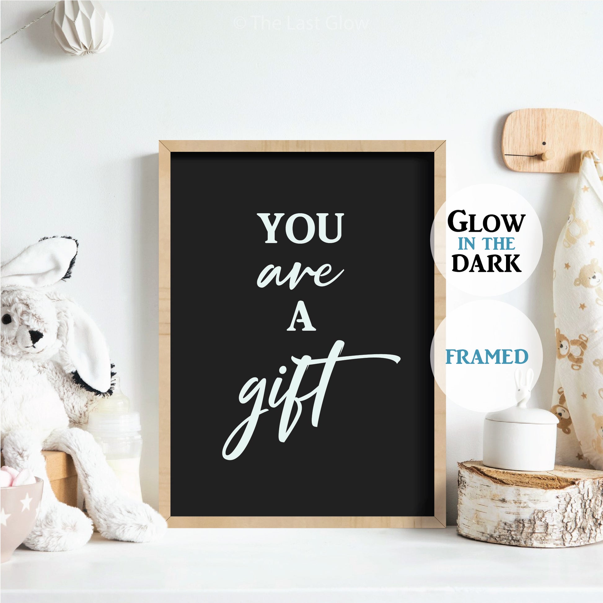 Glow In The Dark Positive Affirmation Sign For Kids Room You Are A Gift Wall Nursery Decor Light Up Baby Shower Gift Poster Quote