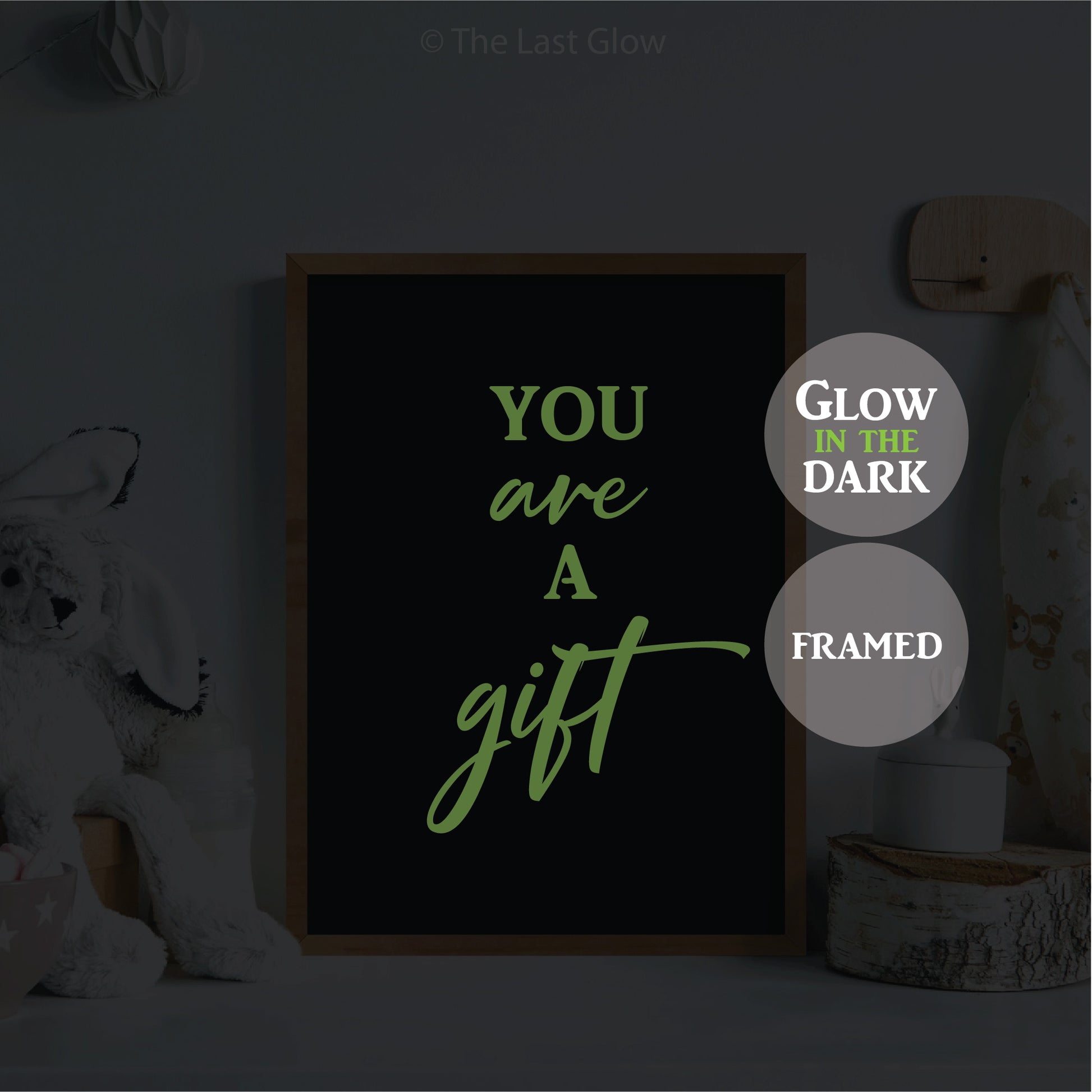 Glow In The Dark Positive Affirmation Sign For Kids Room You Are A Gift Wall Nursery Decor Light Up Baby Shower Gift Poster Quote