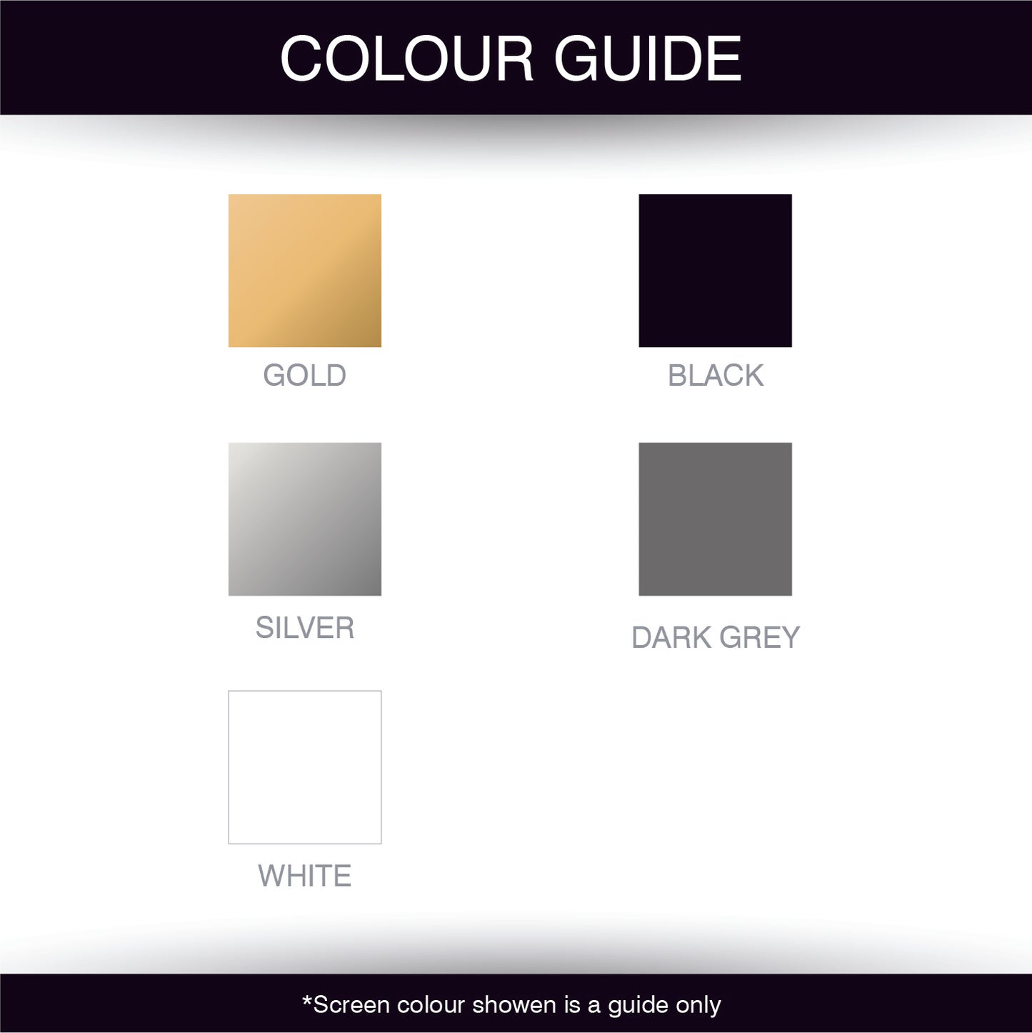 Wedding Decal Vinyl Colour Guide