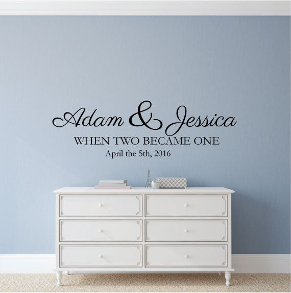 Custom Wedding Wall Sticker Quote - Names and Dates