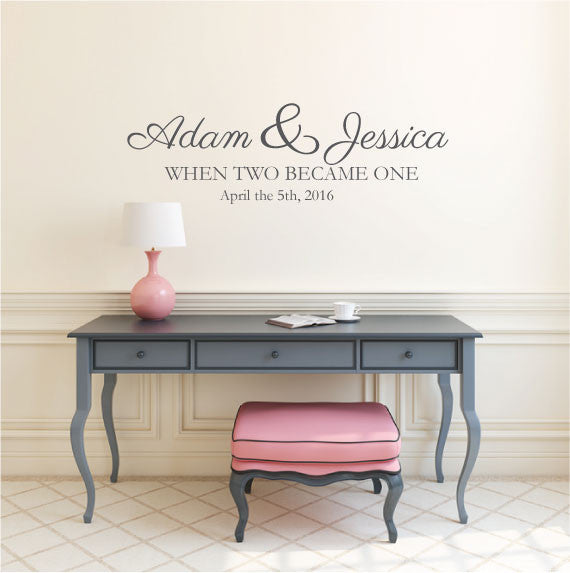 Custom Wedding Wall Sticker Quote - Names and Dates