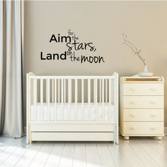 Inspirational Kids Wall Sticker - Aim for the Stars Land on the Moon