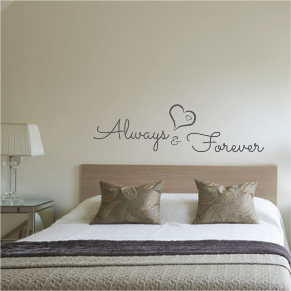 Wall Sticker Bedroom Love Quote - Always and Forever with hearts