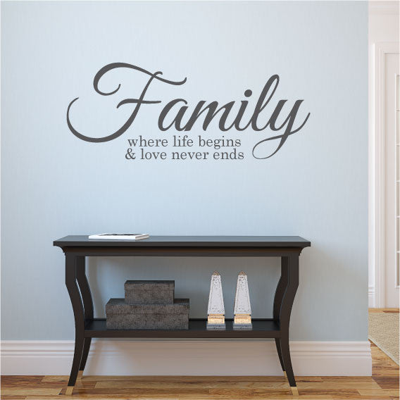 Wall Sticker Quote - Family Where Life Begins and Love Never Ends