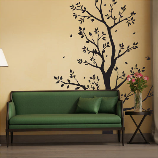 Large Tree Wall Sticker with leaves, branches & flying birds