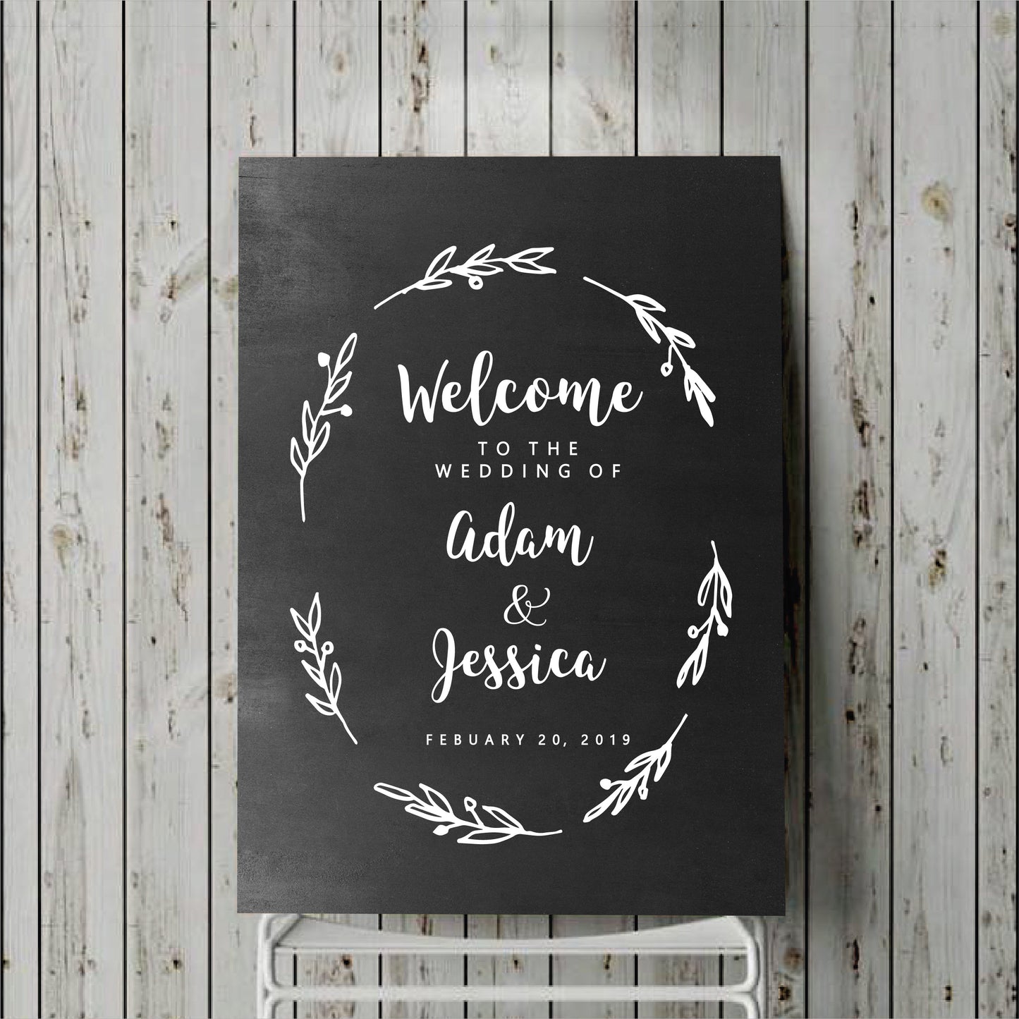 Welcome Wedding Sign Decal With Wreath