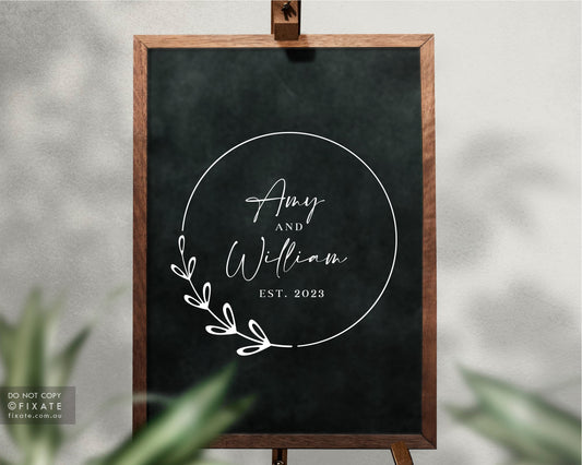 Personalised Wedding Welcome Sticker With Floral Wreath