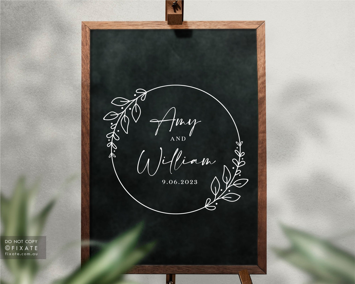Personalised Wedding Welcome Sign Decal - Floral Wreath Design