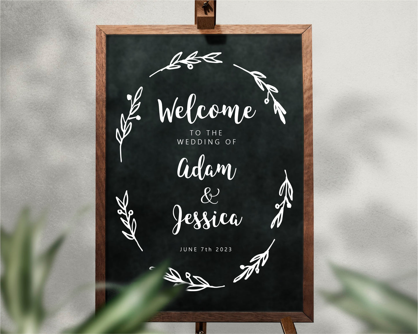 Welcome Wedding Sign Decal With Wreath