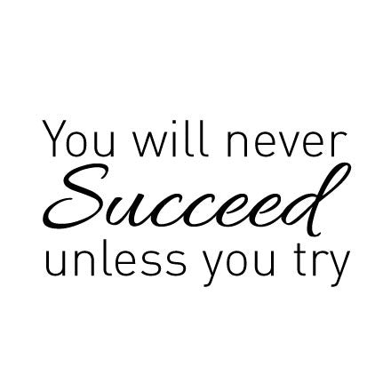 Motivational Wall Sticker Quote – You will never succeed unless you try